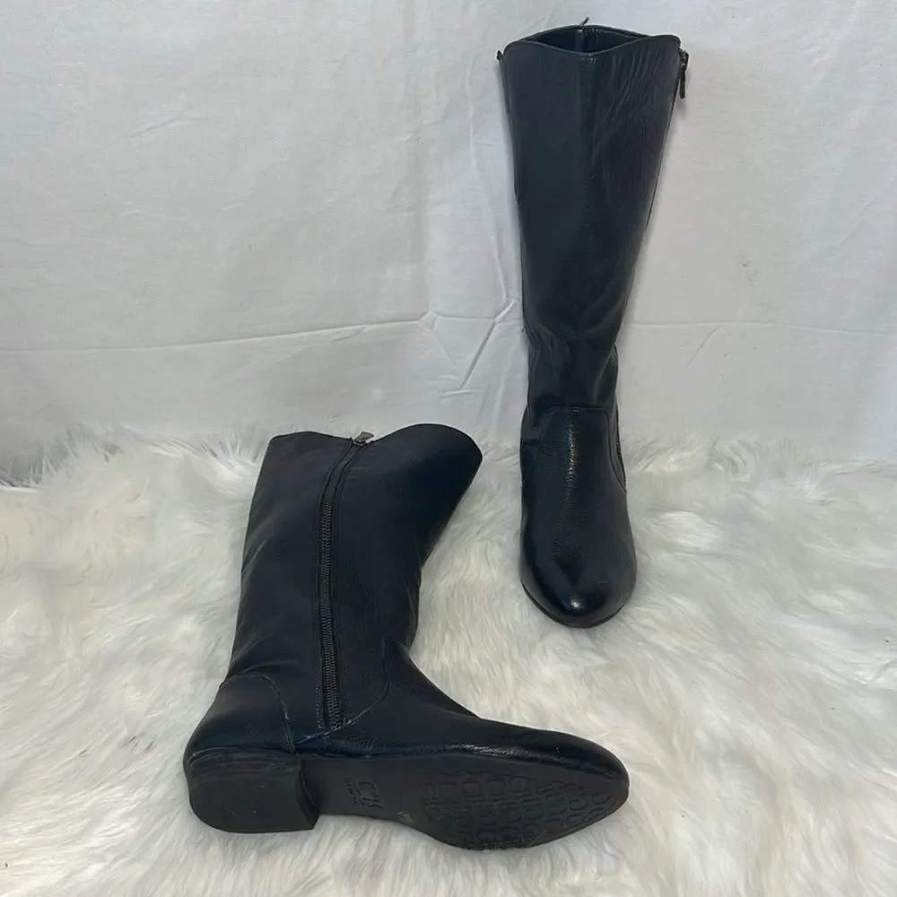 Gianni Bini Black Pebbled Leather Knee High Boots Sz 8
